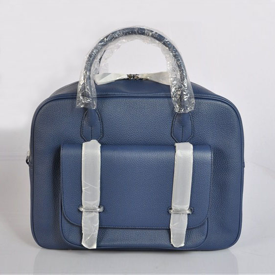 Best Hermes Togo Leather Messenger Bag Blue 1690 - Click Image to Close